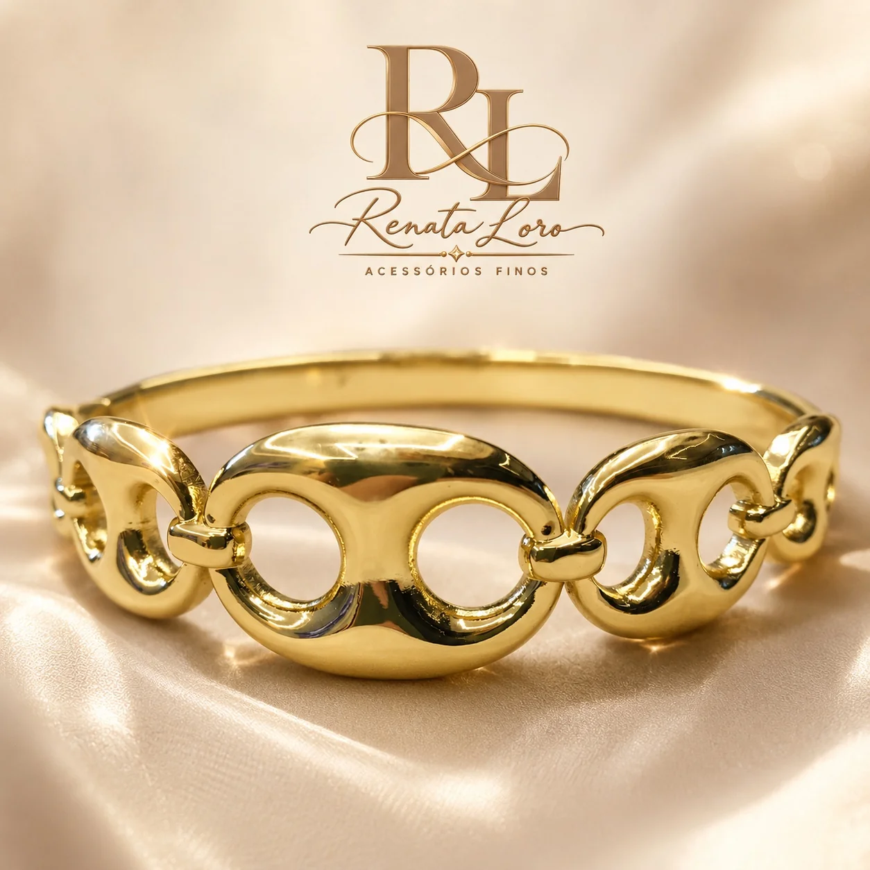PUL0087 - Bracelete em Aço Dourado de Elos Maxi (Inspiração)