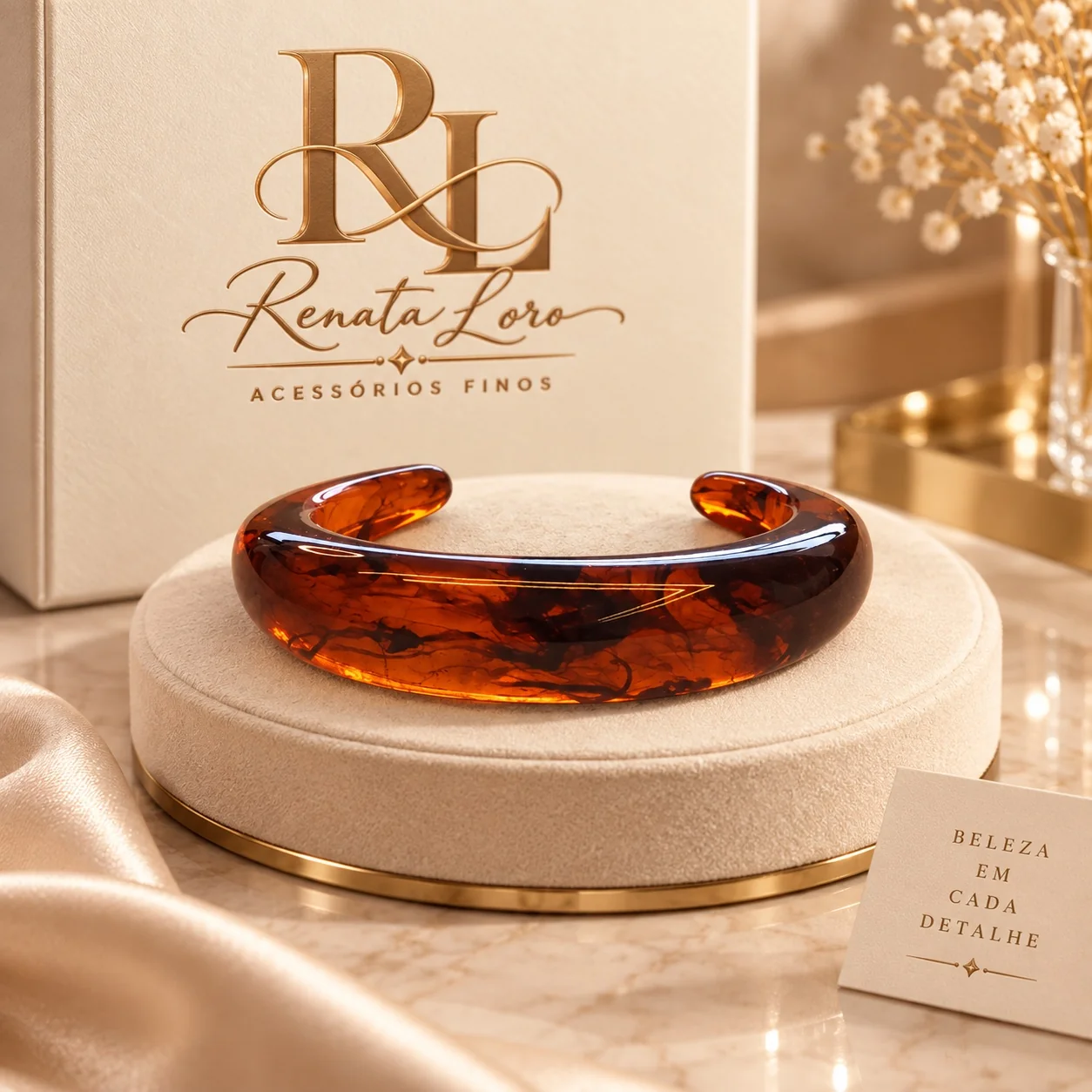 PUL0007 - Bracelete Cuff Tartaruga Âmbar