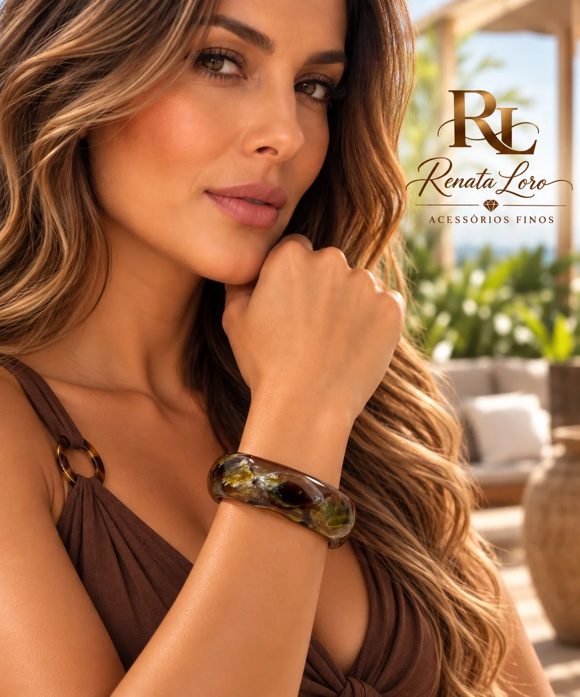 PUL0064 - Bracelete Facetado Marrom Mesclado - foto 2