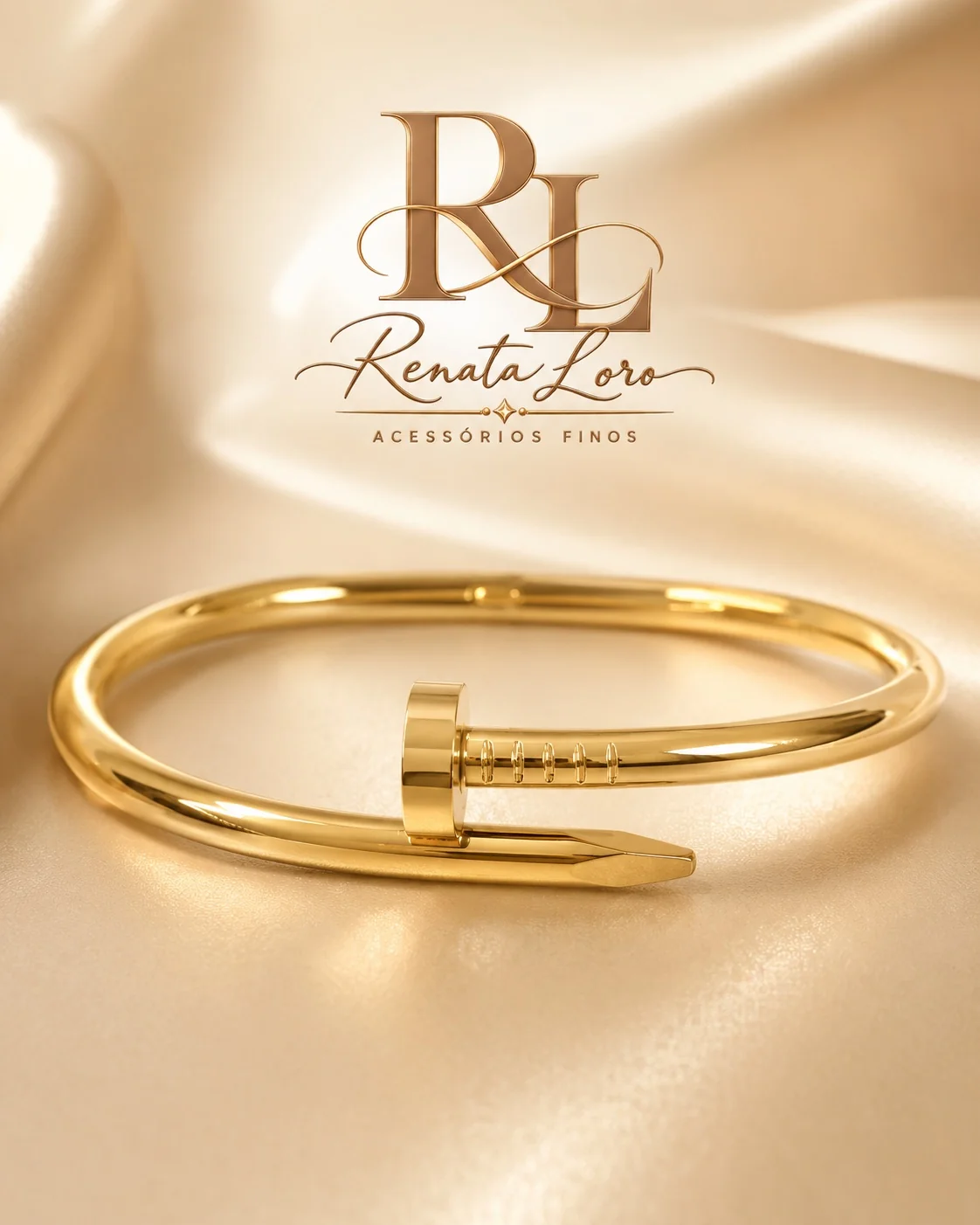 PUL0037 - Pulseira Prego Dourado em Aço