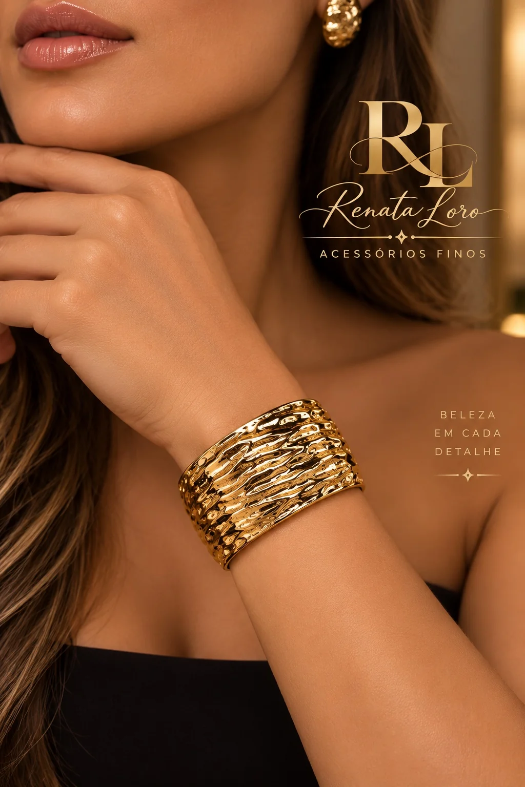 PUL0053 - Bracelete Dourado Texturizado Max - foto 2