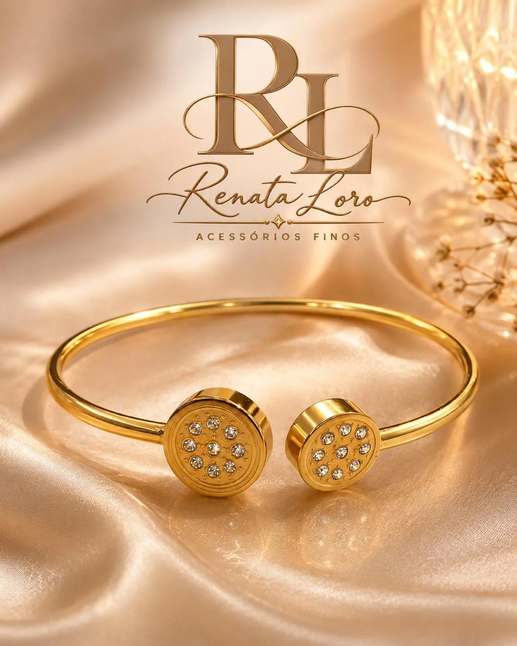 PUL0102 - Bracelete em Aço Dourado com Strass