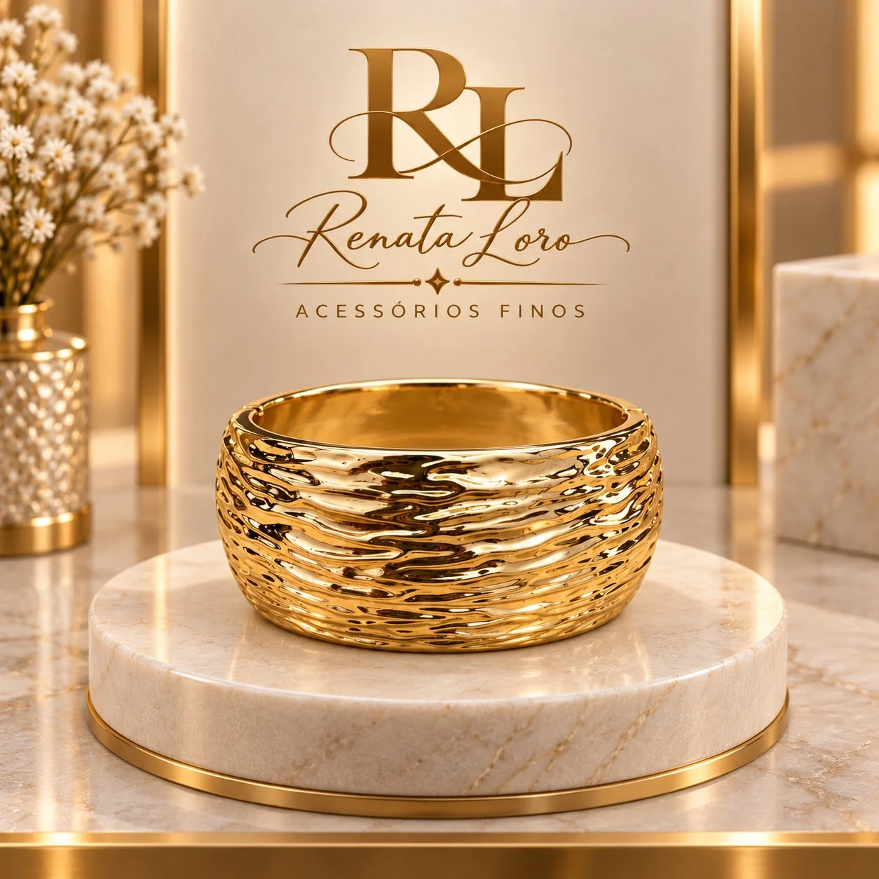 PUL0053 - Bracelete Dourado Texturizado Max