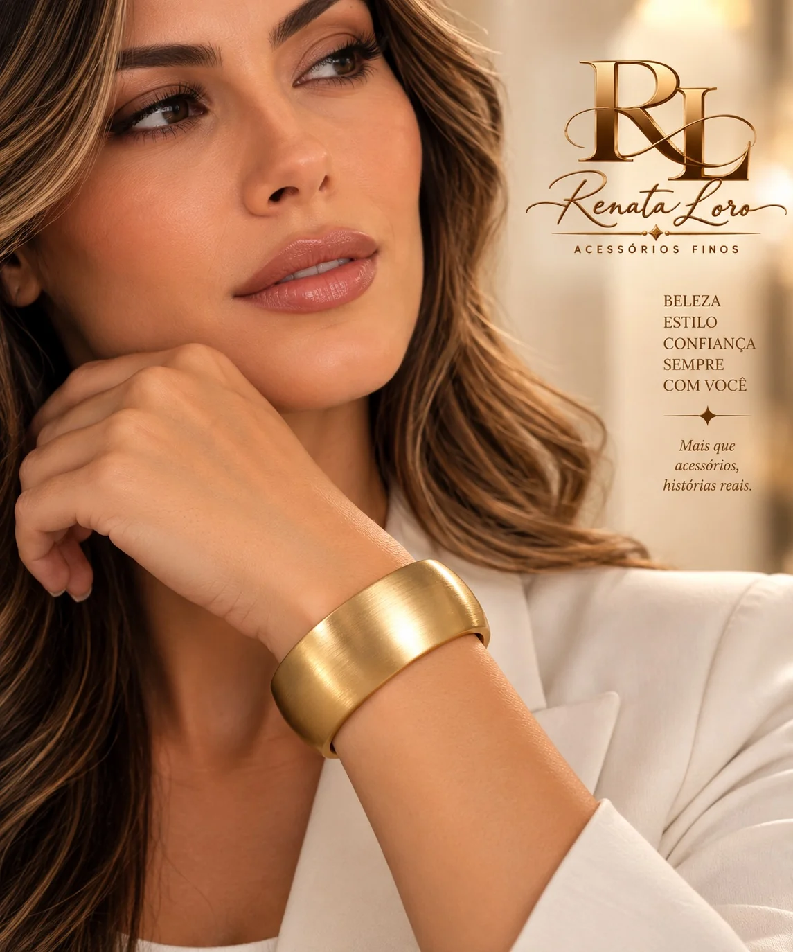 PUL0026 - Bracelete Dourado Acetinado Maxi - foto 2
