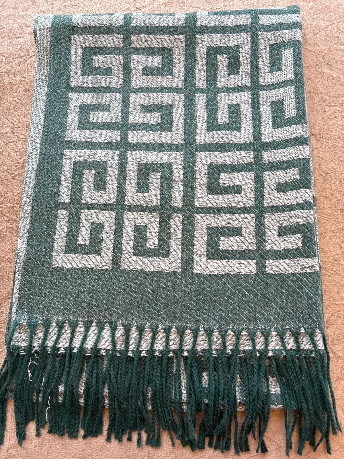 LEN0028 - Pashimina Inspiração na cor Verde com Franjas