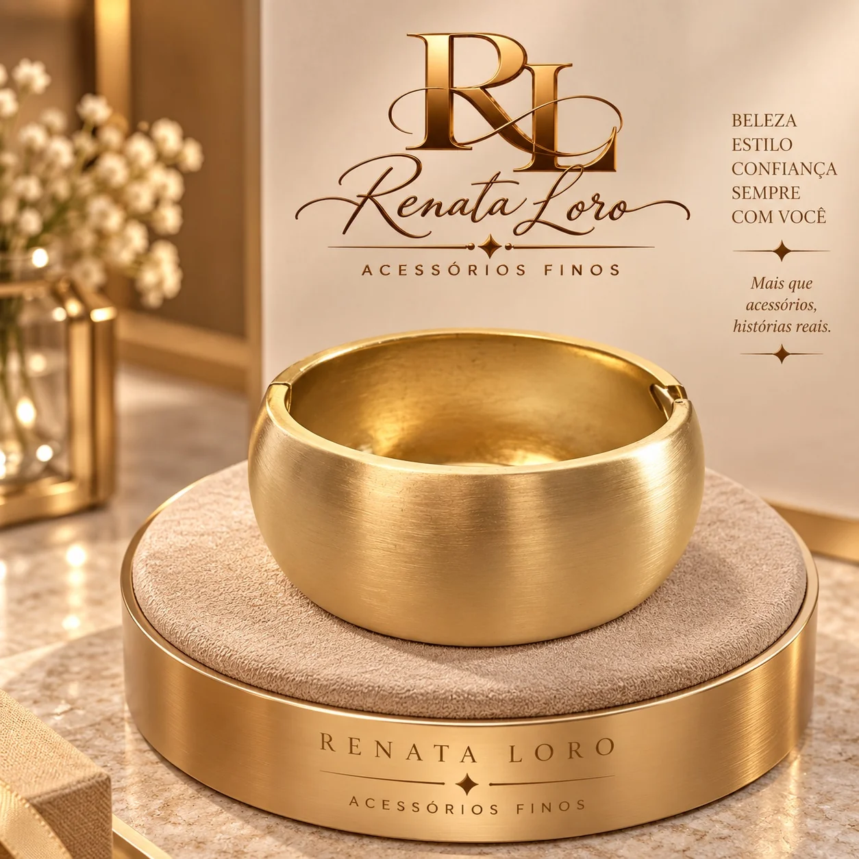 PUL0026 - Bracelete Dourado Acetinado Maxi