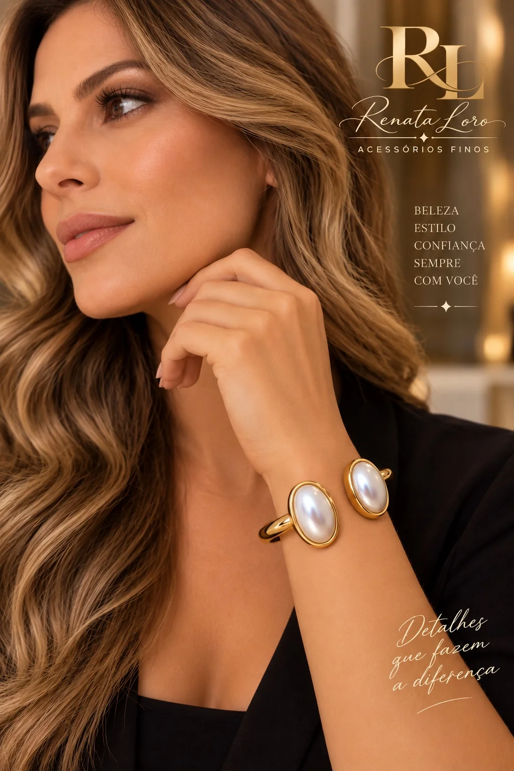 PUL0049 - Bracelete Dourado com Pérolas - foto 2