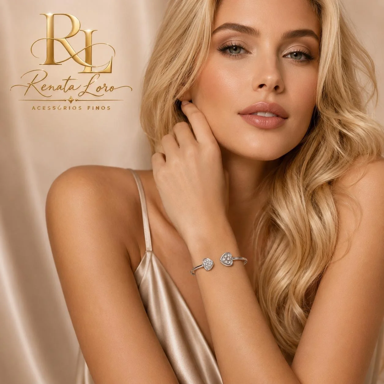 PUL0103 - Bracelete Coração Em Aço Prata Com strass - foto 2