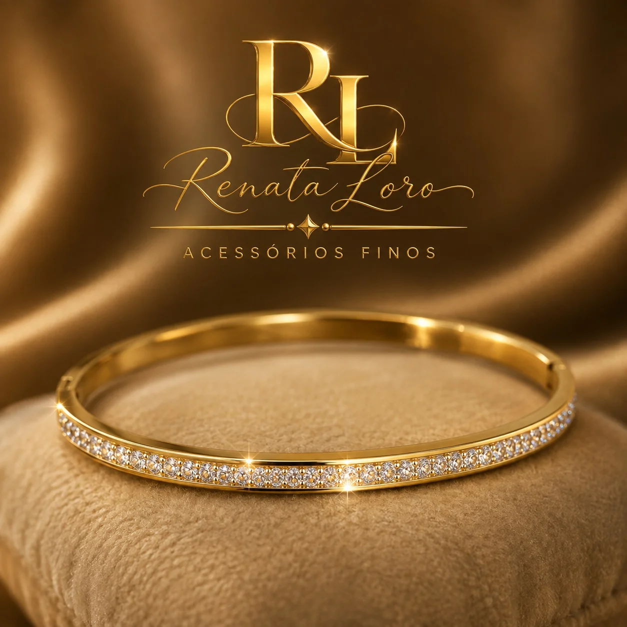 PUL0036 - Bracelete Dourado com Strass em Aço