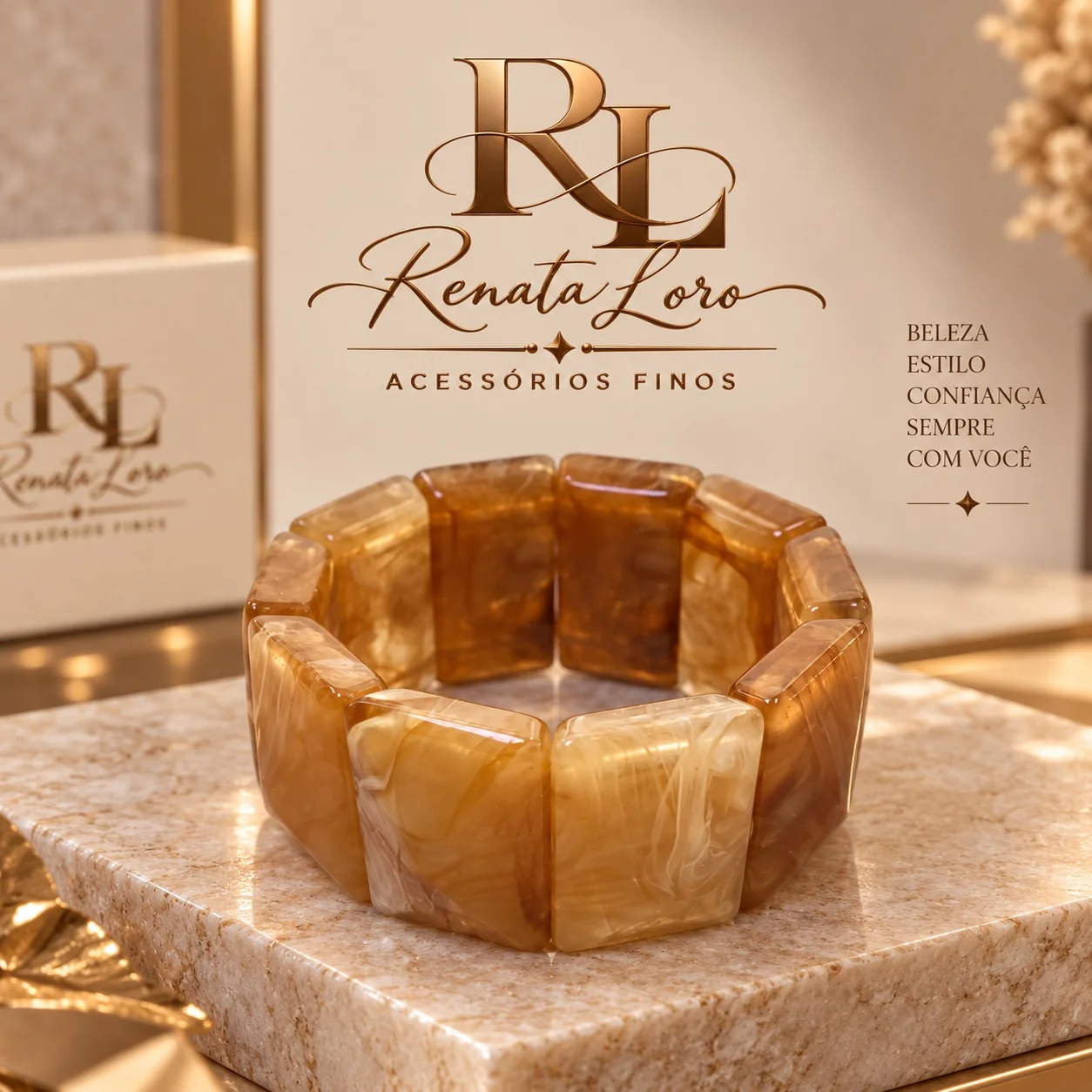 PUL0032 - Pulseira Caramelo  – Elegância Natural