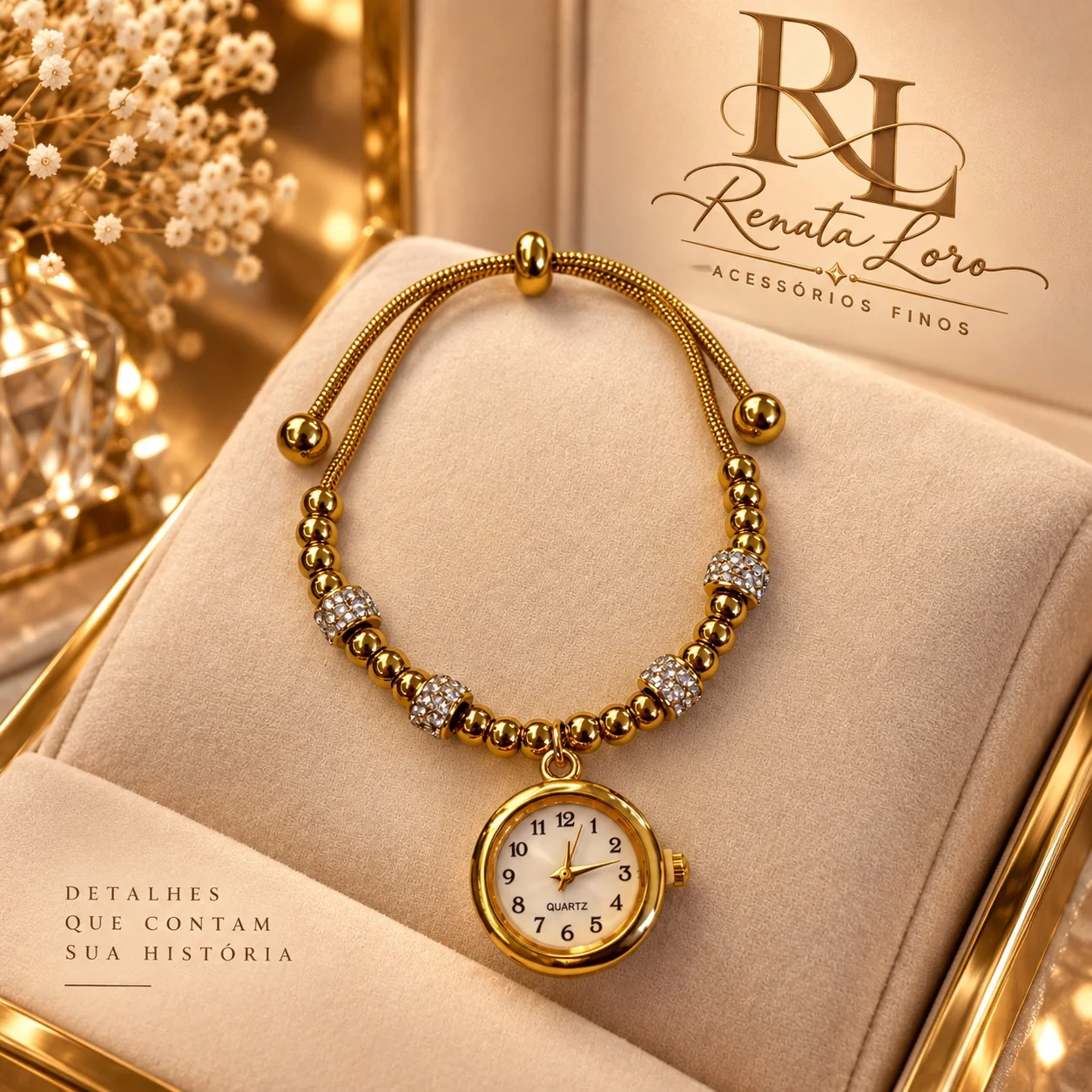 REL0002 - Pulseira Dourada com Relógio Luxo