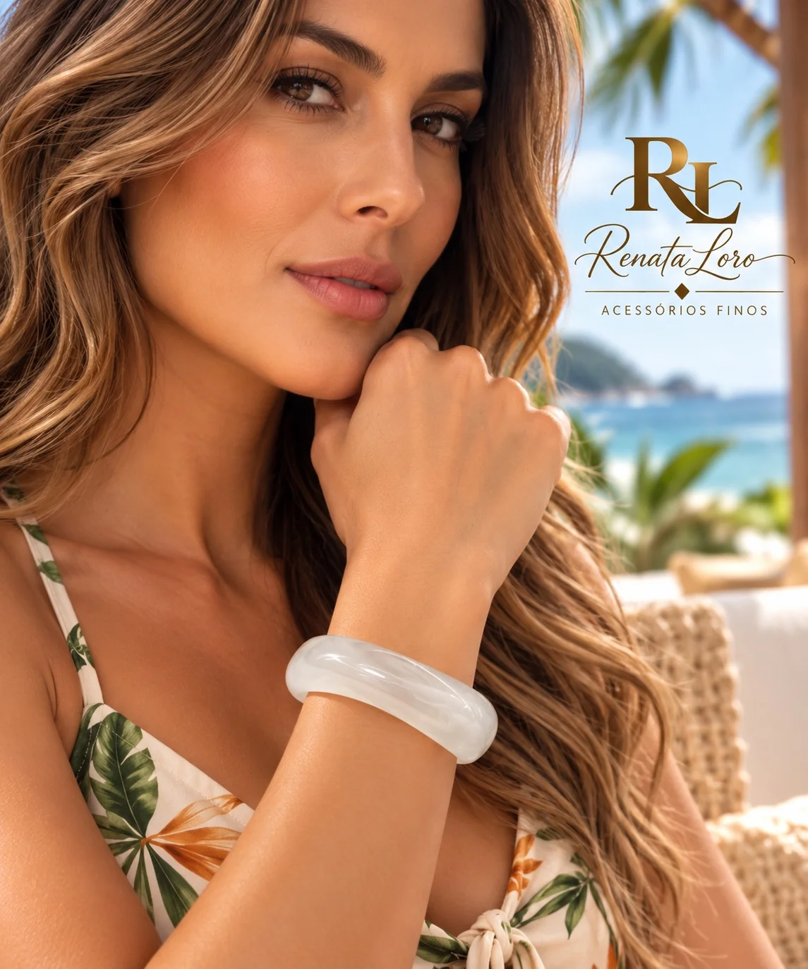 PUL0060 - Bracelete em Resina Orgânico Branco Translúcido - foto 2