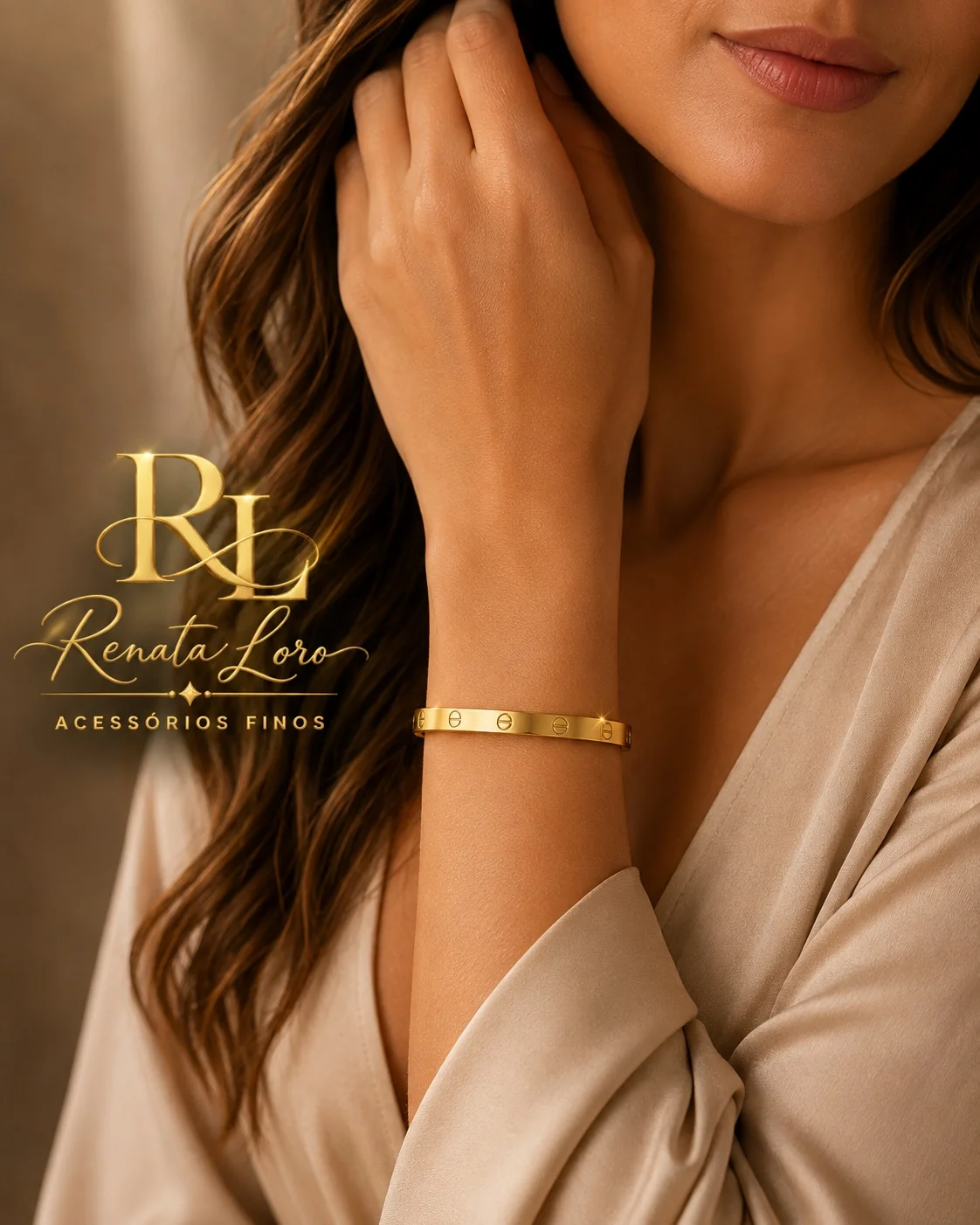 PUL0093 - Bracelete em Aço Dourado Luxo com Detalhes (Inspiração) - foto 2