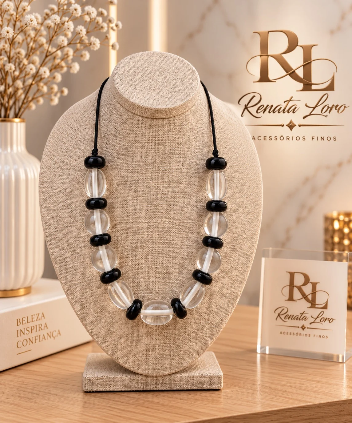 COL0005 - Colar em Resina Transparente e Pre