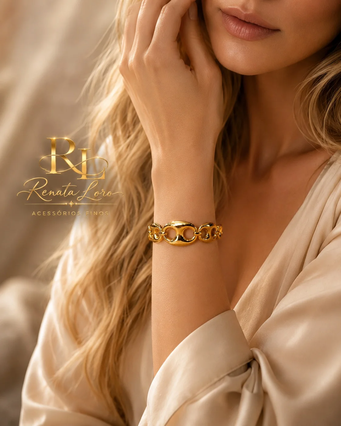 PUL0087 - Bracelete em Aço Dourado de Elos Maxi (Inspiração) - foto 2