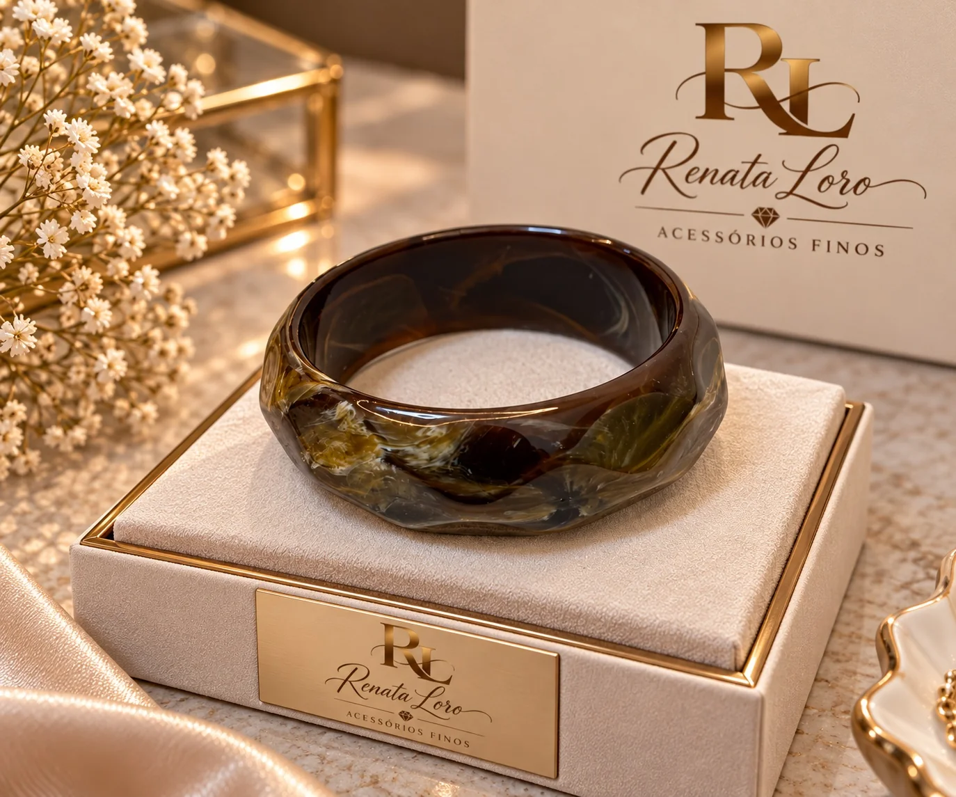 PUL0064 - Bracelete Facetado Marrom Mesclado