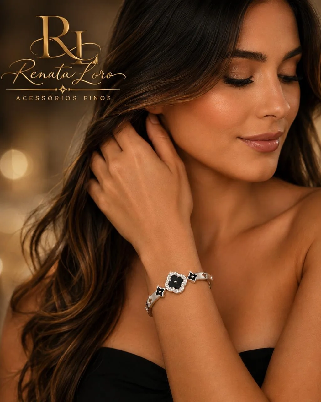 PUL0109 - Bracelete em Aço Prateado Trevo com Zircônias Cravejadas - foto 2
