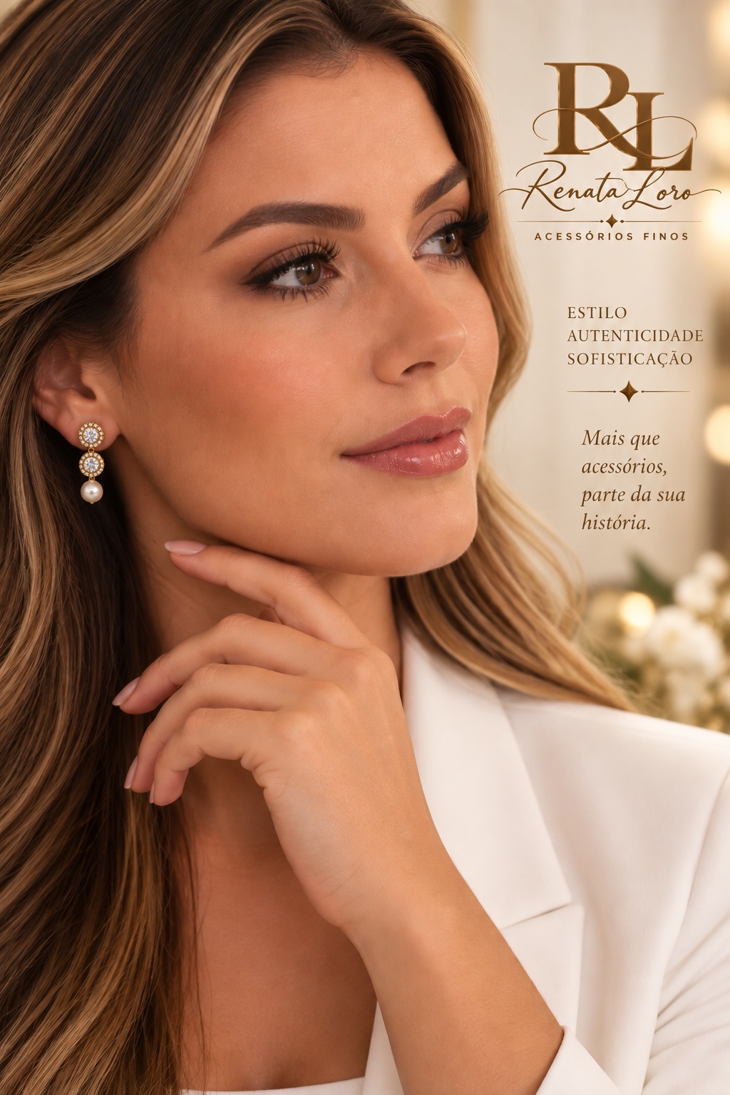 BRI0020 - Brinco Pérola Dourado com Zircônias - foto 2