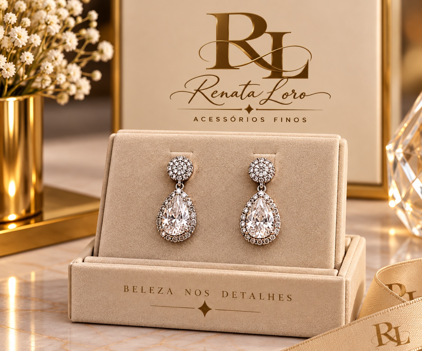BRI0021 - Brinco Gota Prata com Zircônias