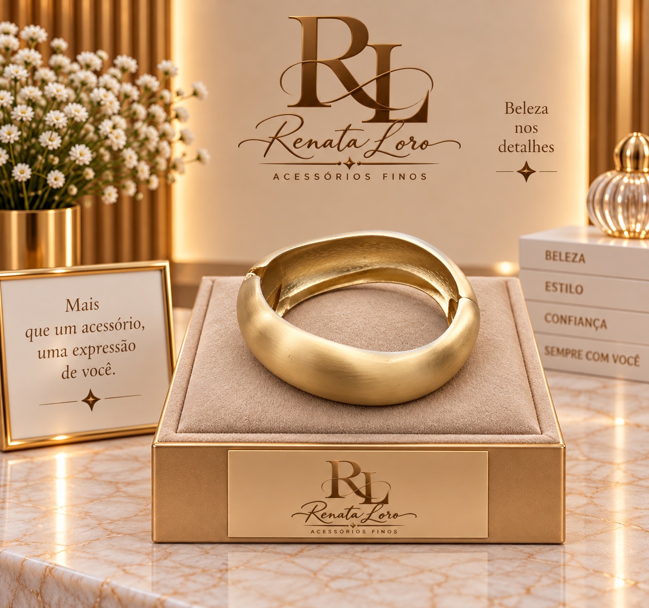 Bracelete Dourado Orgânico Acetinado