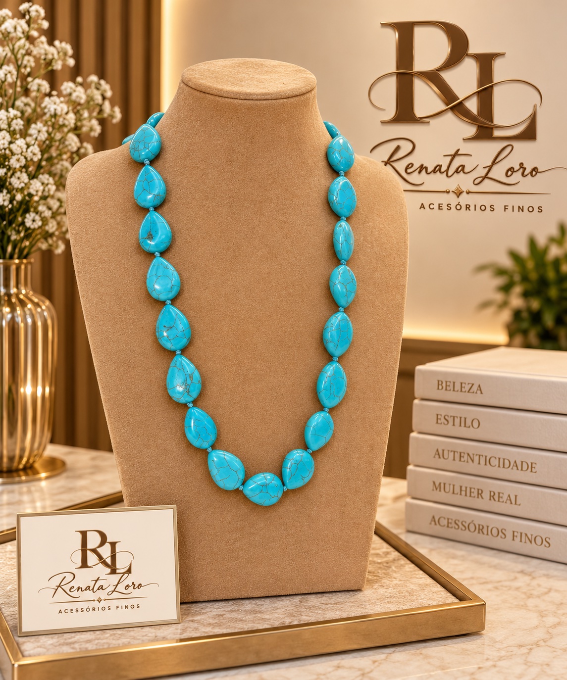 COL0015 - Colar Howlita Turquesa