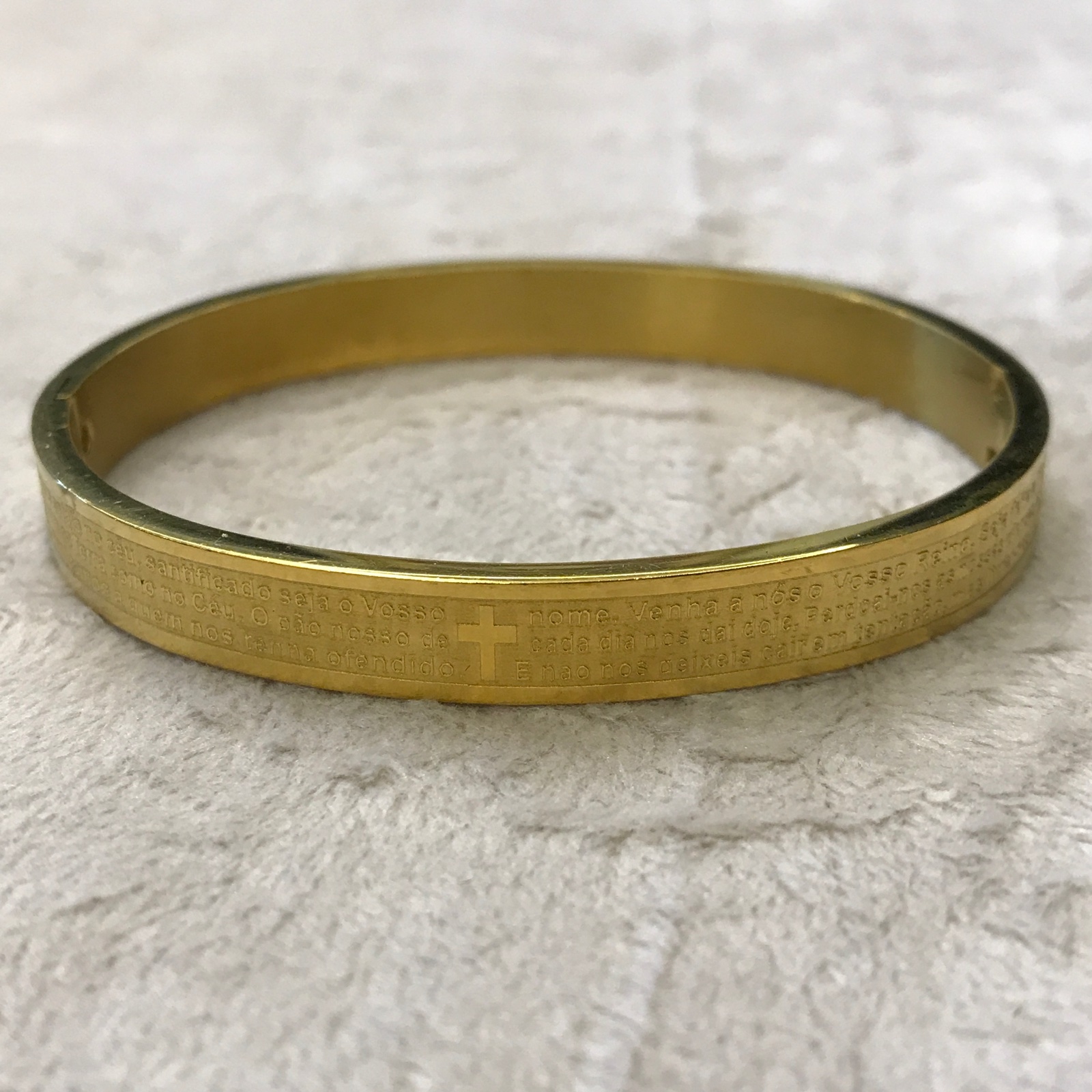 PUL0090 - Bracelete em Aço Dourado Pai Nosso