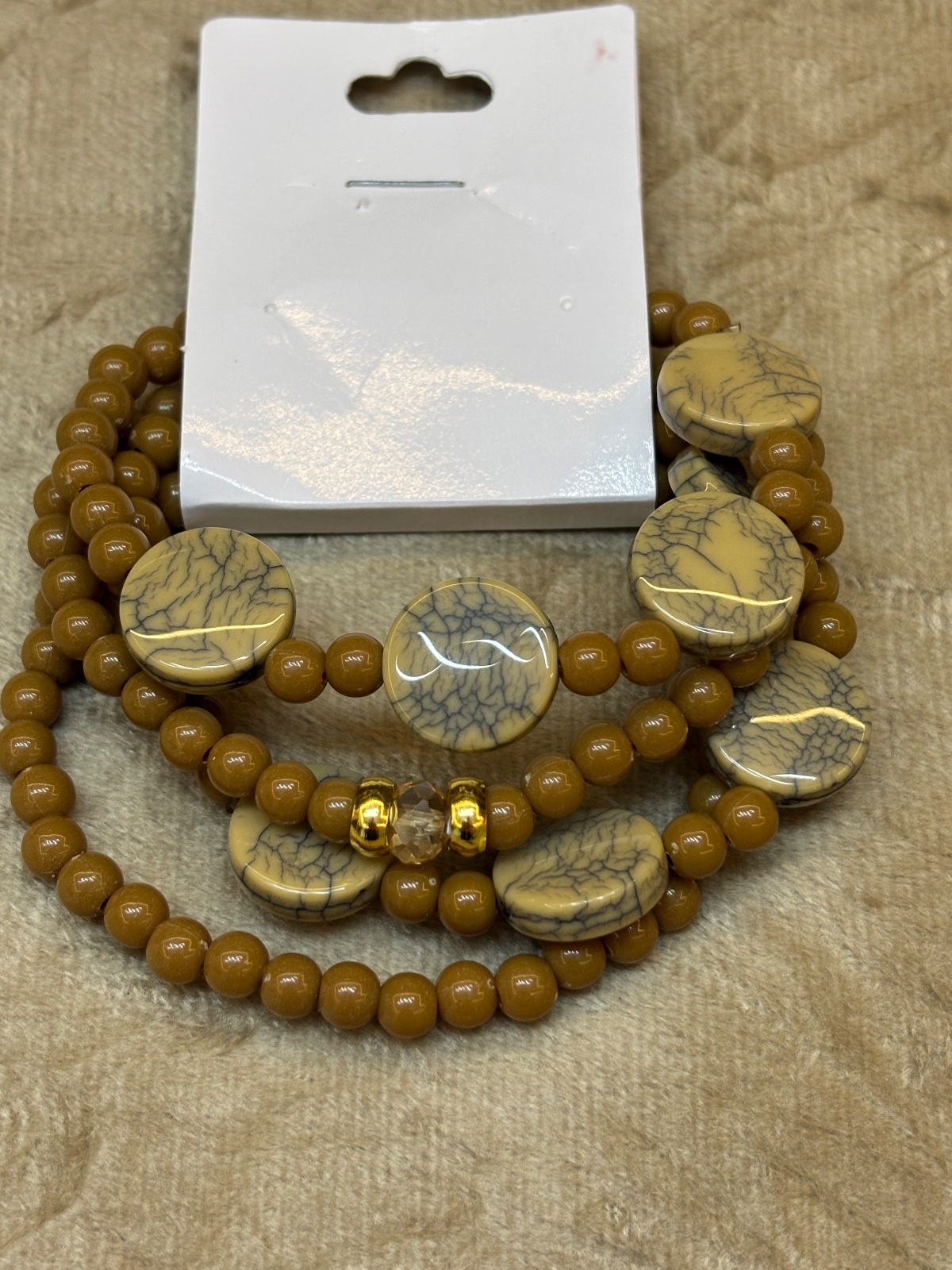 PUL0069 - Conjunto de Pulseiras Fendi com Pedras em Resina Craqueladas