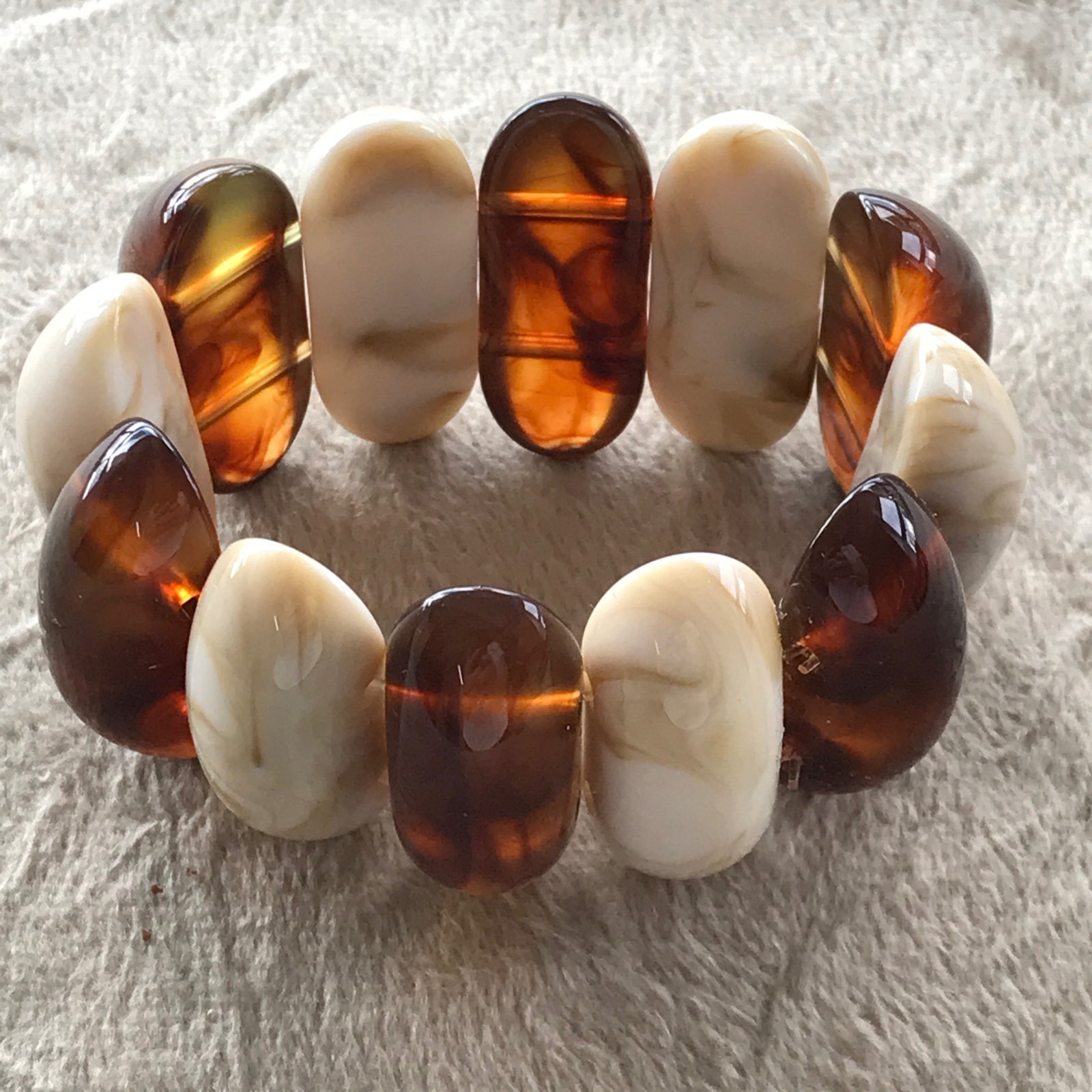 PUL0031 - Pulseira Elástica Tartaruga e Marfim Luxo - foto 2