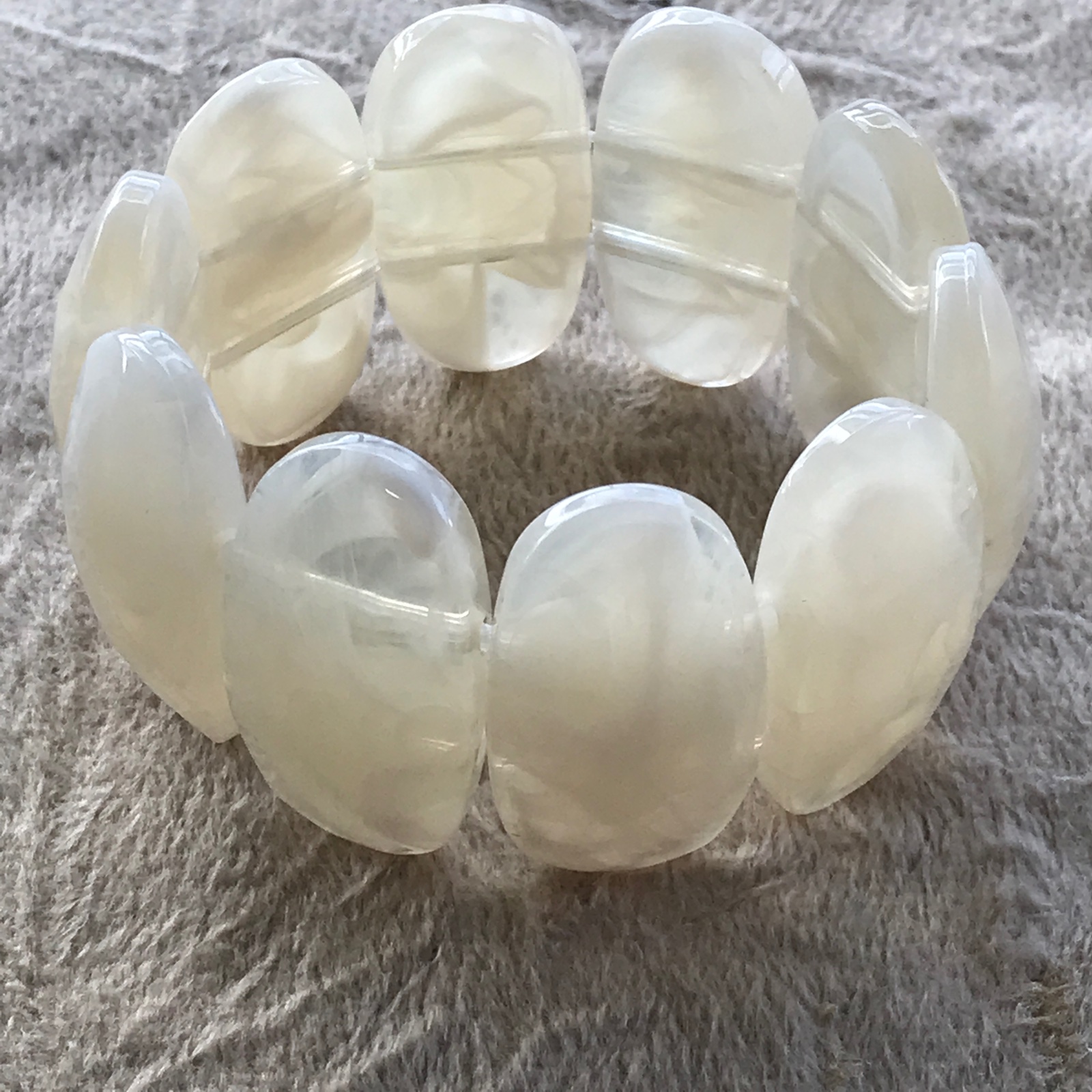 PUL0074 - Pulseira Oval Cristal Branco Translúcido