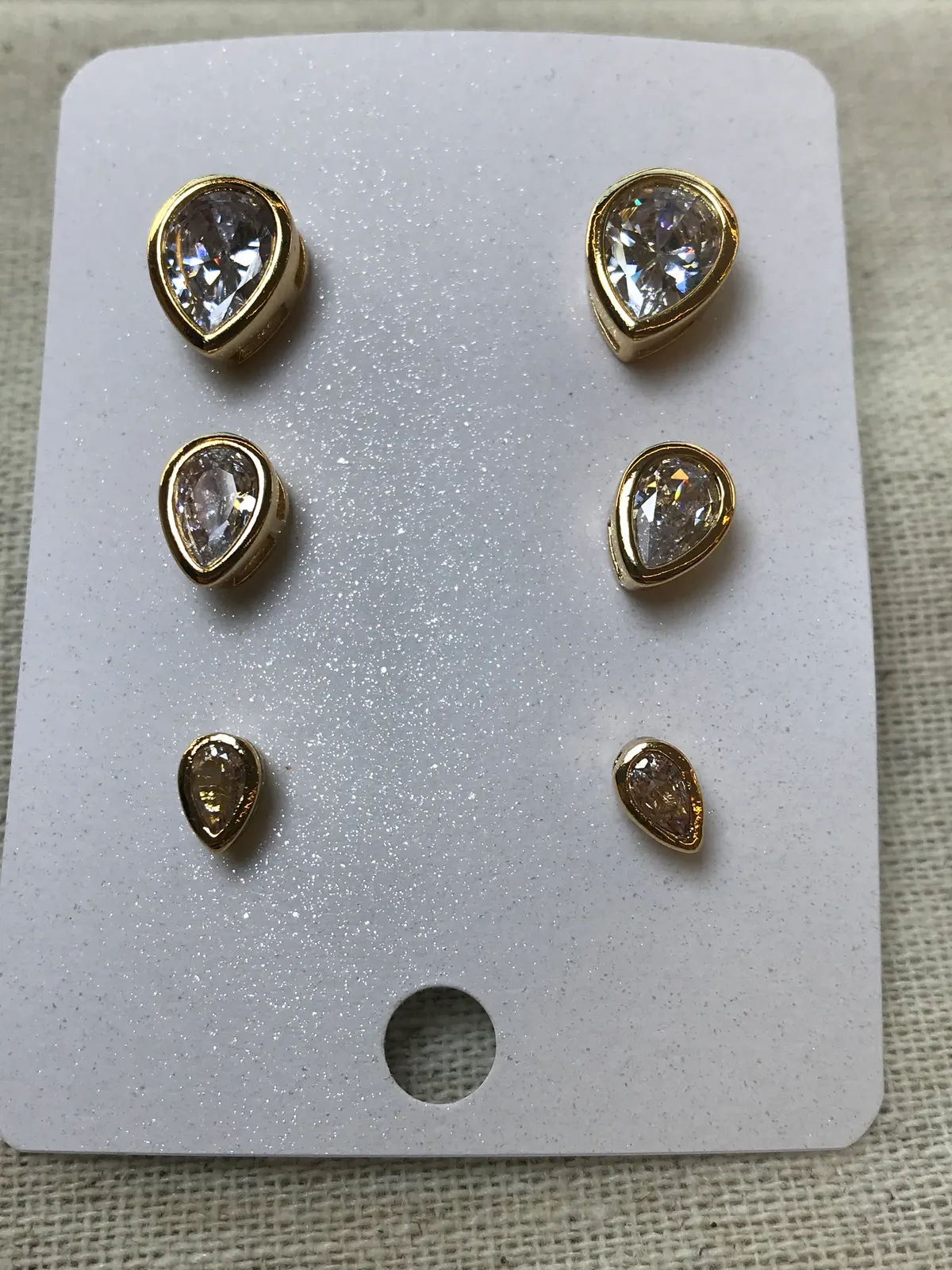 BRI0002 - Trio Brincos Gota Zircônia Dourado