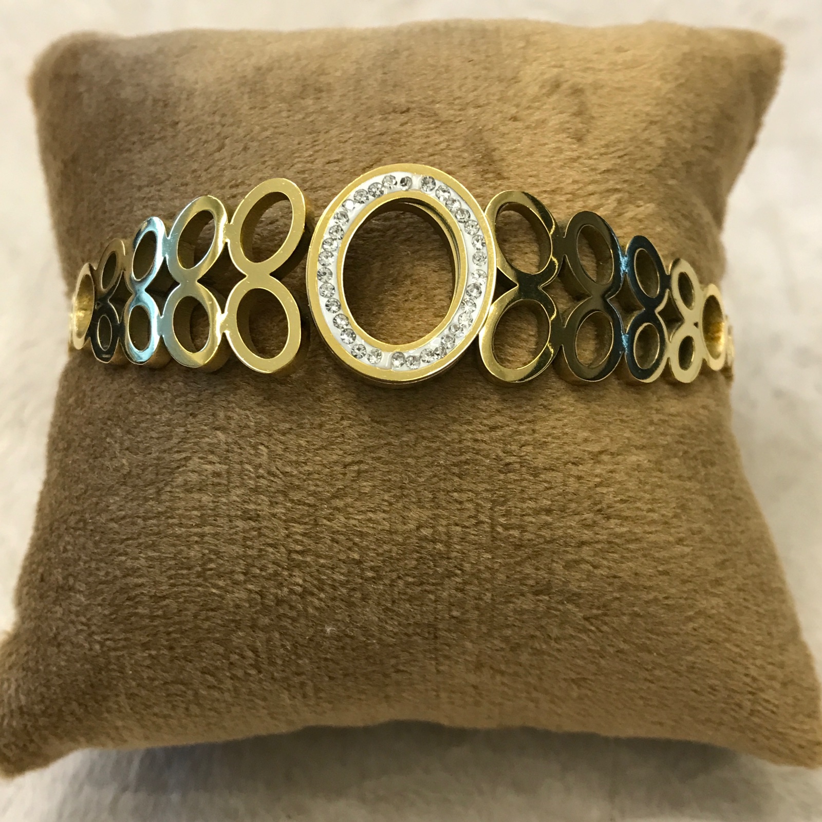 PUL0092 - Pulseira Dourada Círculos com strass - foto 2