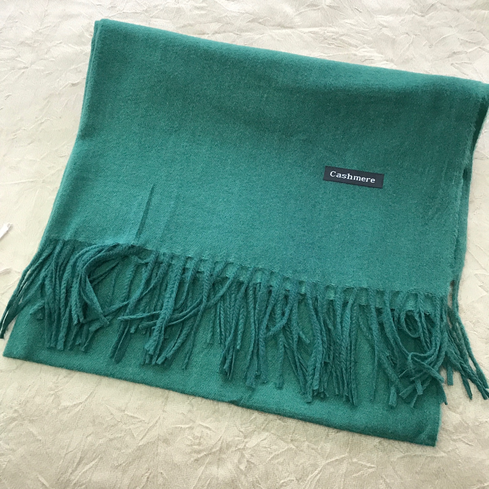 LEN0016 - Pashmina (Cachecol) Lisa na cor Verde com franja