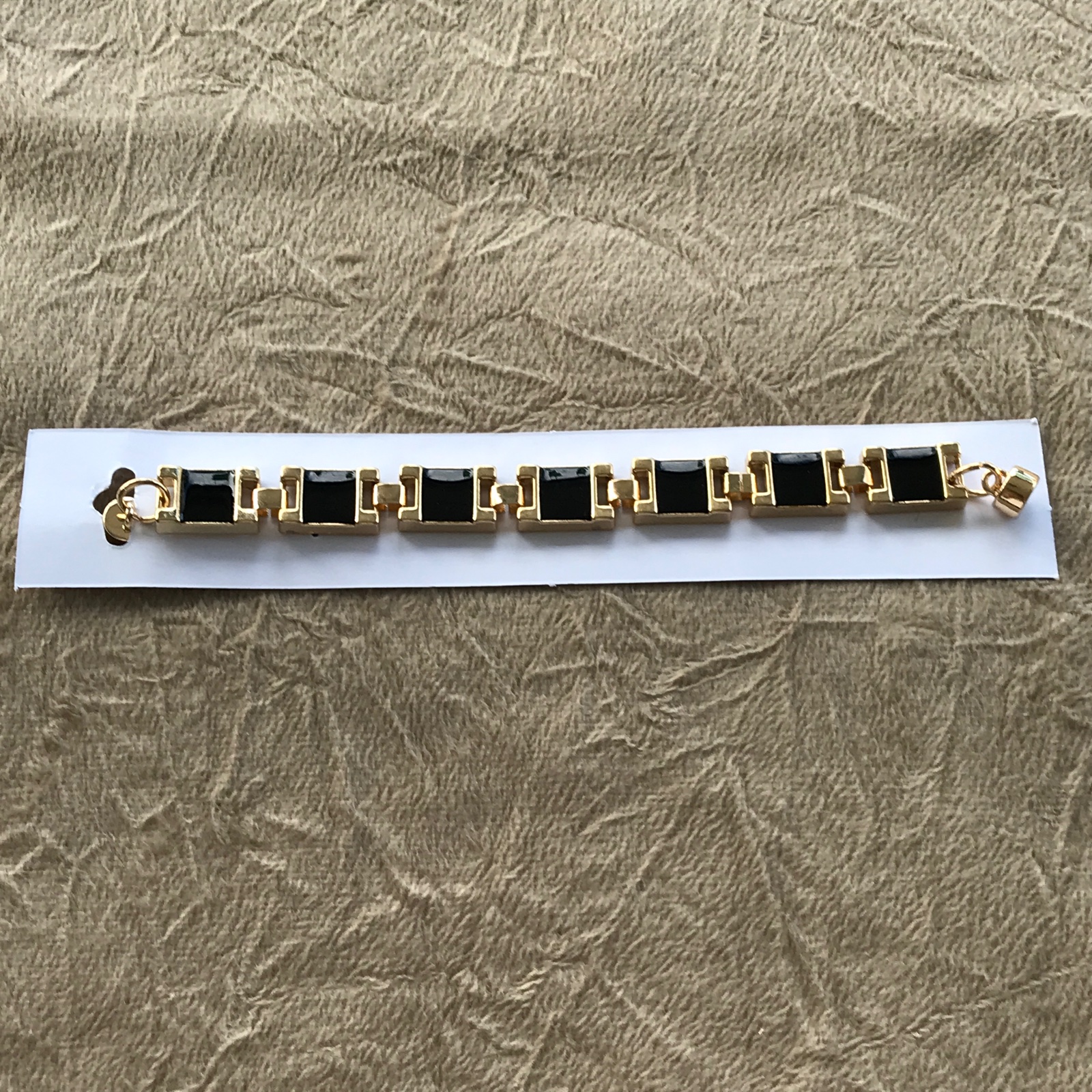 PUL0081 - Pulseira Elos Dourados Preta - foto 2