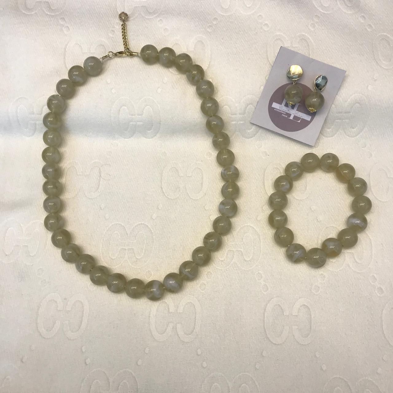 CON0001 - Conjunto Jade Green Mística - Colar, Pulseira e Brincos